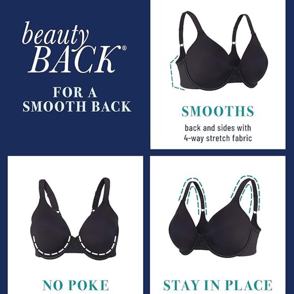 🩷🩷Vanity Fair Beauty Back Full Figure Underwire Black Bra 76380 36DDD(F) NWOT - Picture 3 of 5